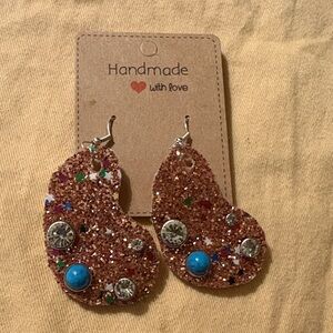Handmade Glitter Paint Palette Earrings with Colorful Paint Blobs